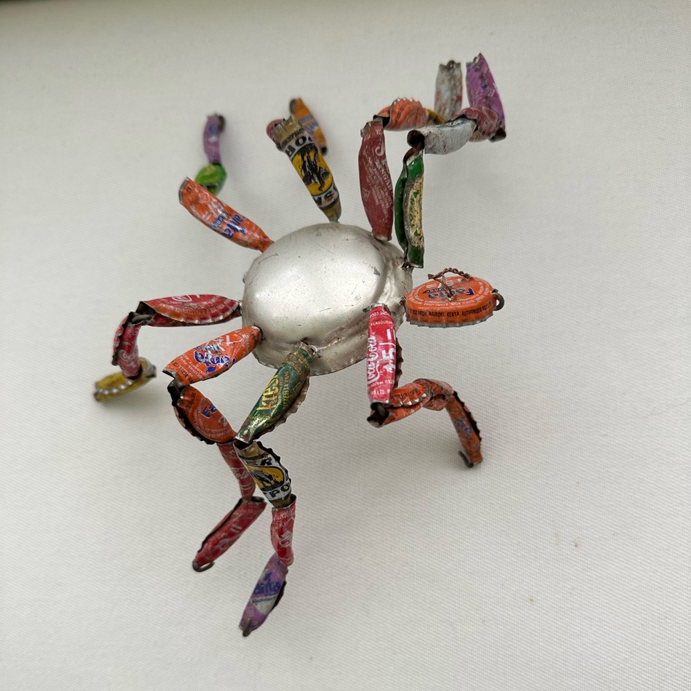 Colorful Bottlecap Recycled Small Spider Sculpture
